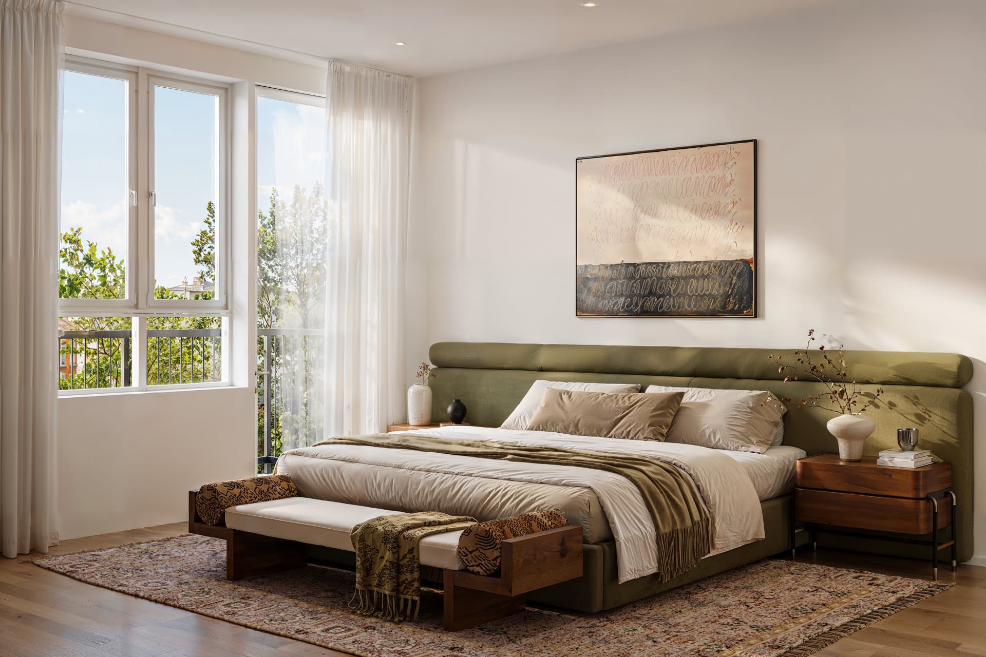 Primary bedroom of the Penthouse